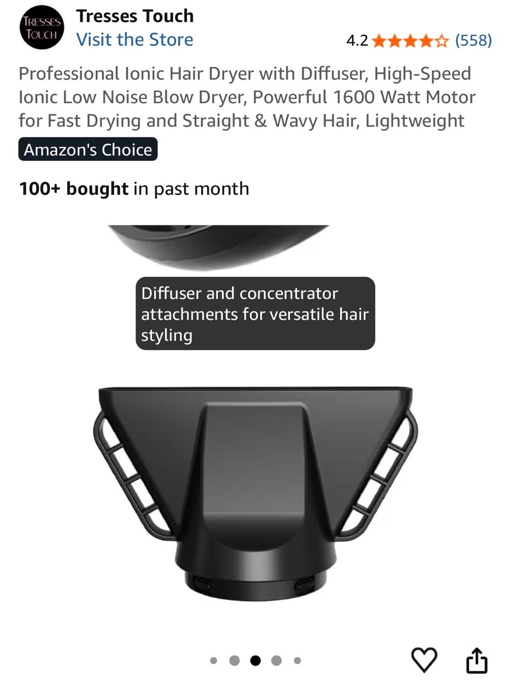 Tresses Touch Portable Hair Dryer - Matte Black with Teal Accent - Picture 5 of 6